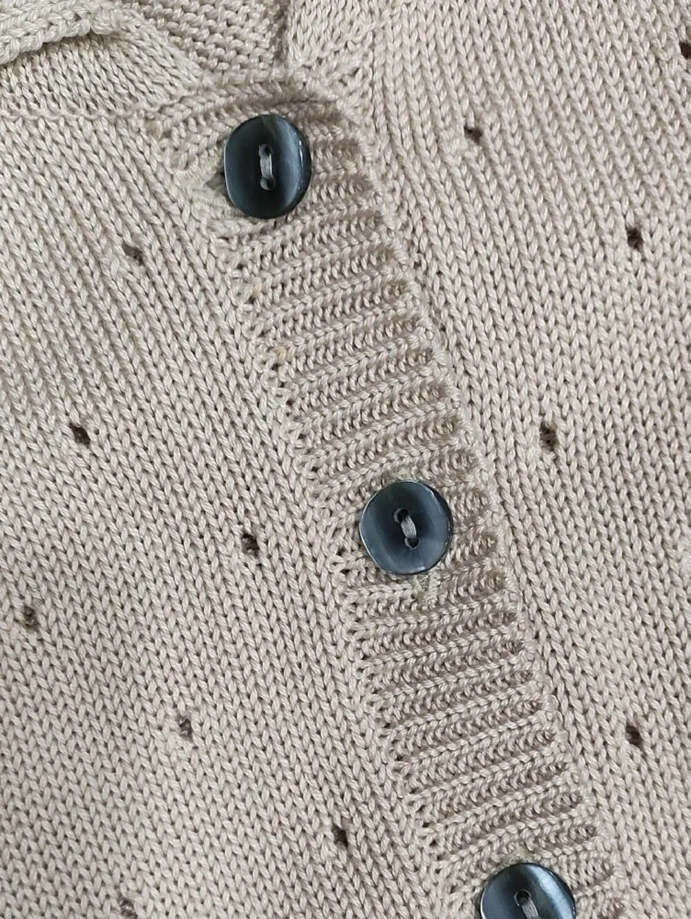 Ballinger Gold Cream Short-Sleeve Button-Up Knit Sweater - Picture 5 of 9